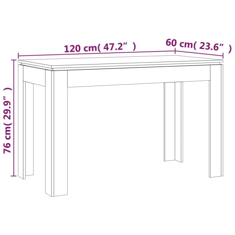 Produktbild för Matbord grå sonoma 120x60x76 cm konstruerat trä