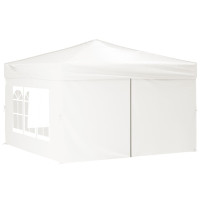 Produktbild för Hopfällbart partytält med sidoväggar vit 3x3 m