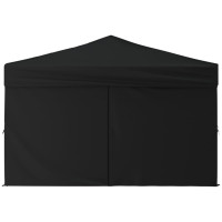 Produktbild för Hopfällbart partytält med sidoväggar svart 3x3 m