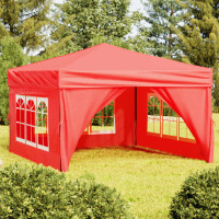 Produktbild för Hopfällbart partytält med sidoväggar röd 3x3 m