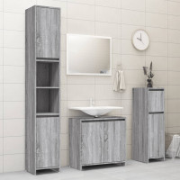 Produktbild för Badrumsskåp grå sonoma 30x30x95 cm konstruerat trä