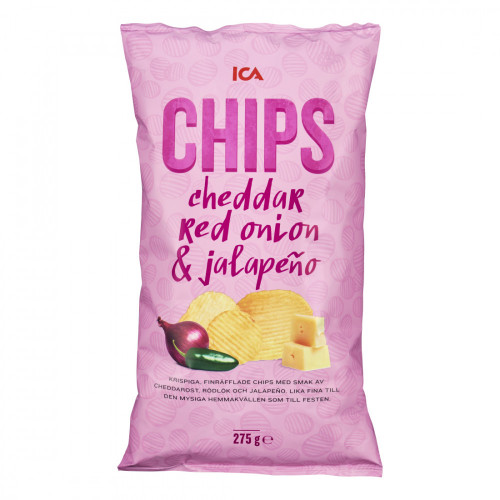 ICA Chips Cheddar, jalapeño, rödlök