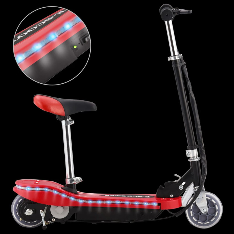 Produktbild för Elektrisk sparkcykel med sits och LED 120 W röd