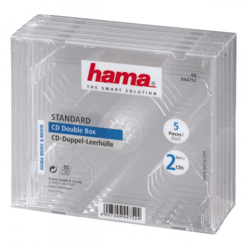 Hama Hama CD Double Jewel Case, Pack 5 2 diskar Transparent