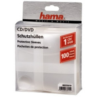 Hama Hama CD/DVD Protective Sleeves, Pack of 100 100 diskar Transparent