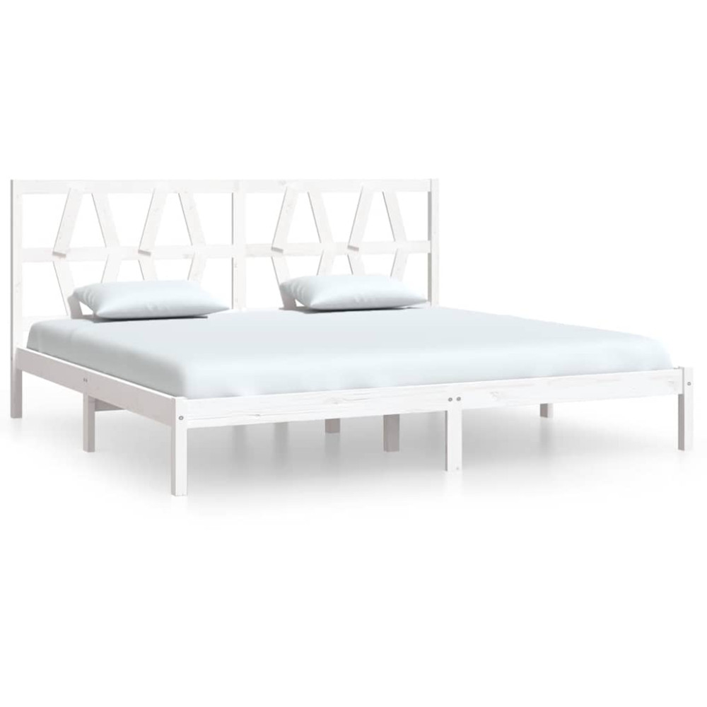 Produktbild för Sängram vit massiv furu 200x200 cm