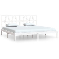 Produktbild för Sängram vit massiv furu 200x200 cm
