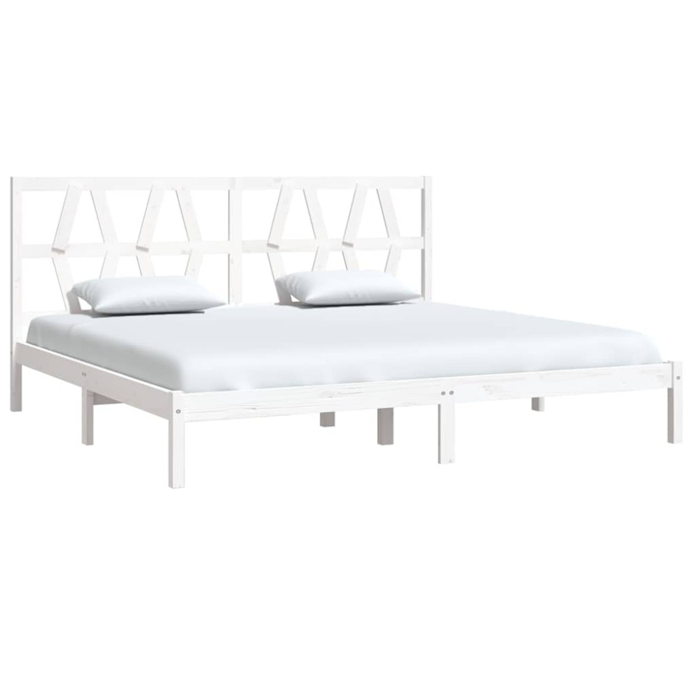 Produktbild för Sängram vit massiv furu 200x200 cm