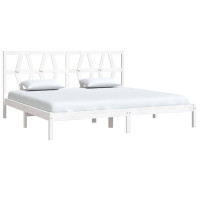Produktbild för Sängram vit massiv furu 200x200 cm