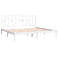Produktbild för Sängram vit massiv furu 200x200 cm