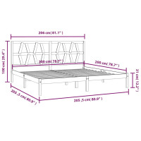 Produktbild för Sängram vit massiv furu 200x200 cm