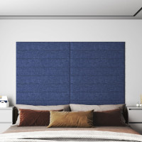 Produktbild för Väggpaneler 12 st blå 90x15 cm tyg 1,62 m²