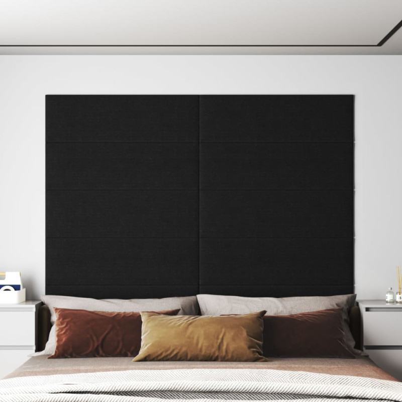 Produktbild för Väggpaneler 12 st svart 90x30 cm tyg 3,24 m²