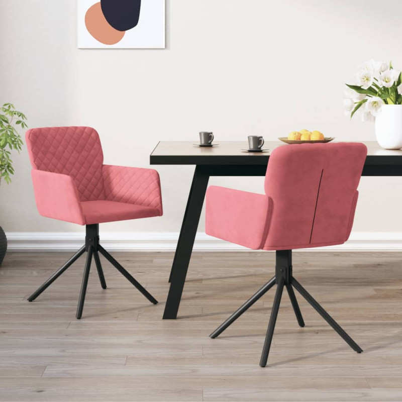 Produktbild för Snurrbara matstolar 2 st rosa sammet