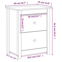 Produktbild för Sängbord 2 st 50x35x61,5 cm massiv furu