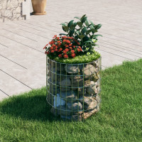 Produktbild för Planteringsgabion upphöjd rund galvaniserat stål Ø50x50 cm