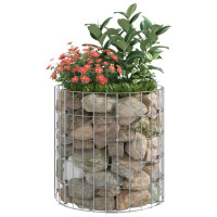 Produktbild för Planteringsgabion upphöjd rund galvaniserat stål Ø50x50 cm