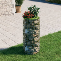 Produktbild för Planteringsgabion upphöjd rund galvaniserat stål Ø50x100 cm