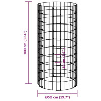 Produktbild för Planteringsgabion upphöjd rund galvaniserat stål Ø50x100 cm