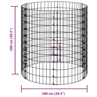 Produktbild för Planteringsgabion upphöjd rund galvaniserat stål Ø100x100 cm