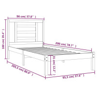 Produktbild för Sängram utan madrass 90x200 cm massiv furu