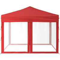 Produktbild för Hopfällbart partytält med sidoväggar röd 3x3 m
