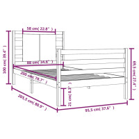 Produktbild för Sängram utan madrass 90x200 cm massiv furu