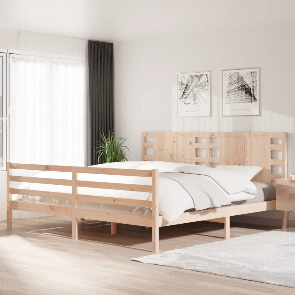 Produktbild för Sängram utan madrass 200x200 cm massiv furu