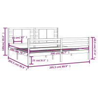 Produktbild för Sängram utan madrass 200x200 cm massiv furu