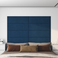 Produktbild för Väggpaneler 12 st blå 90x30 cm sammet 3,24 m²
