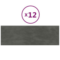 Produktbild för Väggpaneler 12 st mörkgrå 90x30 cm sammet 3,24 m²