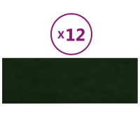 Produktbild för Väggpaneler 12 st mörkgrön 90x30 cm sammet 3,24 m²