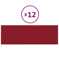 Produktbild för Väggpaneler 12 st vinröd 90x30 cm sammet 3,24 m²