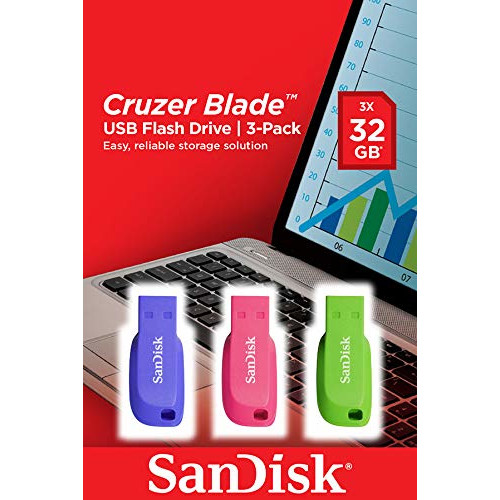 SANDISK SanDisk Cruzer Blade 3x 32GB USB-sticka USB Type-A 2.0 Blå, Grön, Rosa