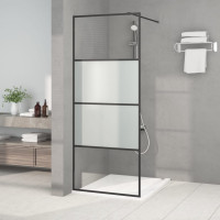 Produktbild för Duschvägg svart 80x195 cm halvfrostat ESG-glas