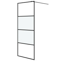 Produktbild för Duschvägg svart 80x195 cm halvfrostat ESG-glas