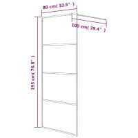 Produktbild för Duschvägg svart 80x195 cm halvfrostat ESG-glas