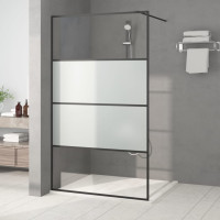 Produktbild för Duschvägg svart 115x195 cm halvfrostat ESG-glas