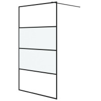 Produktbild för Duschvägg svart 115x195 cm halvfrostat ESG-glas