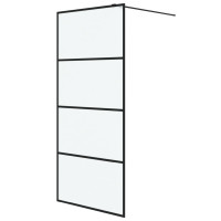 Produktbild för Duschvägg svart 90x195 cm halvfrostat ESG-glas