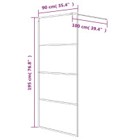 Produktbild för Duschvägg svart 90x195 cm halvfrostat ESG-glas