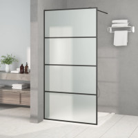 Produktbild för Duschvägg svart 100x195 cm halvfrostat ESG-glas