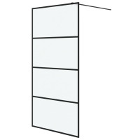 Produktbild för Duschvägg svart 100x195 cm halvfrostat ESG-glas