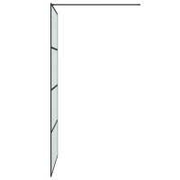 Produktbild för Duschvägg svart 100x195 cm halvfrostat ESG-glas