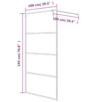 Produktbild för Duschvägg svart 100x195 cm halvfrostat ESG-glas