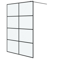 Produktbild för Duschvägg svart 140x195 cm halvfrostat ESG-glas