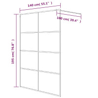 Produktbild för Duschvägg svart 140x195 cm halvfrostat ESG-glas