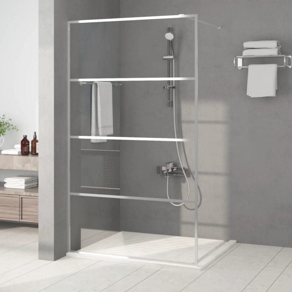 Produktbild för Duschvägg silver 115x195 cm klart ESG-glas
