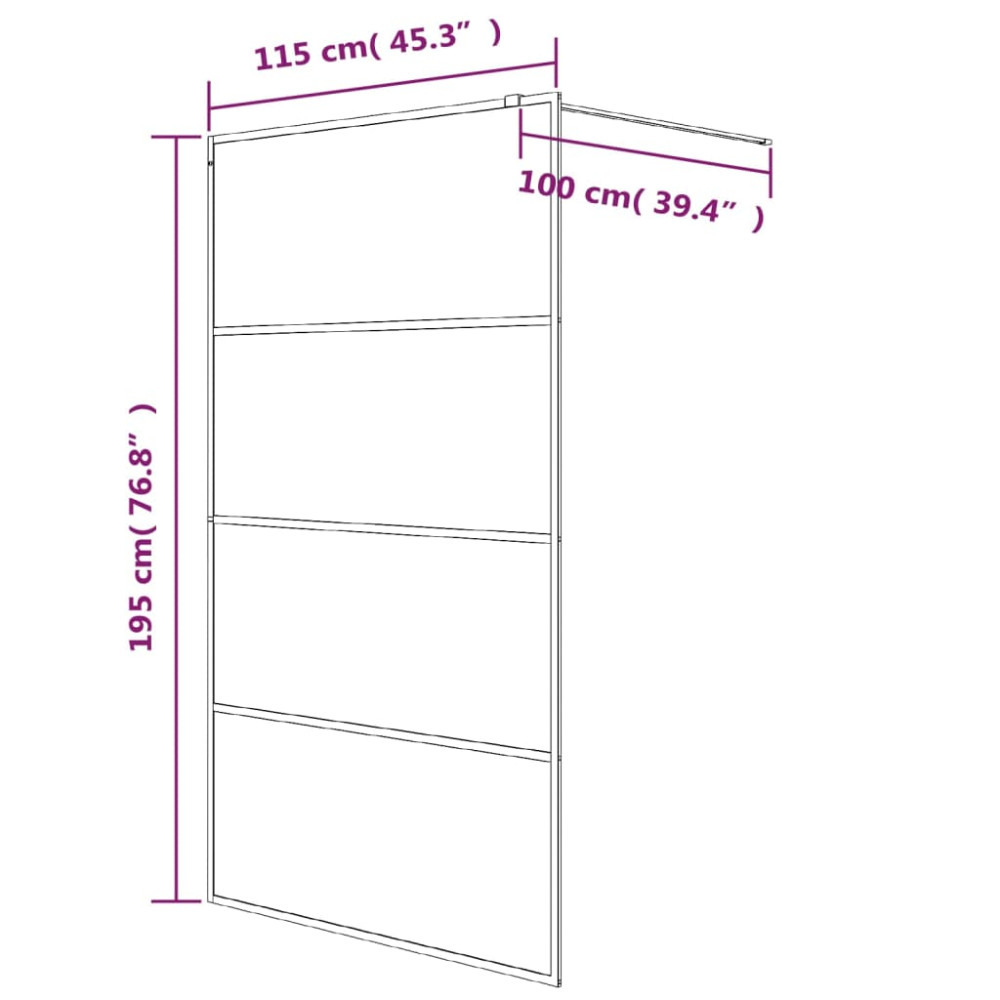 Produktbild för Duschvägg silver 115x195 cm klart ESG-glas