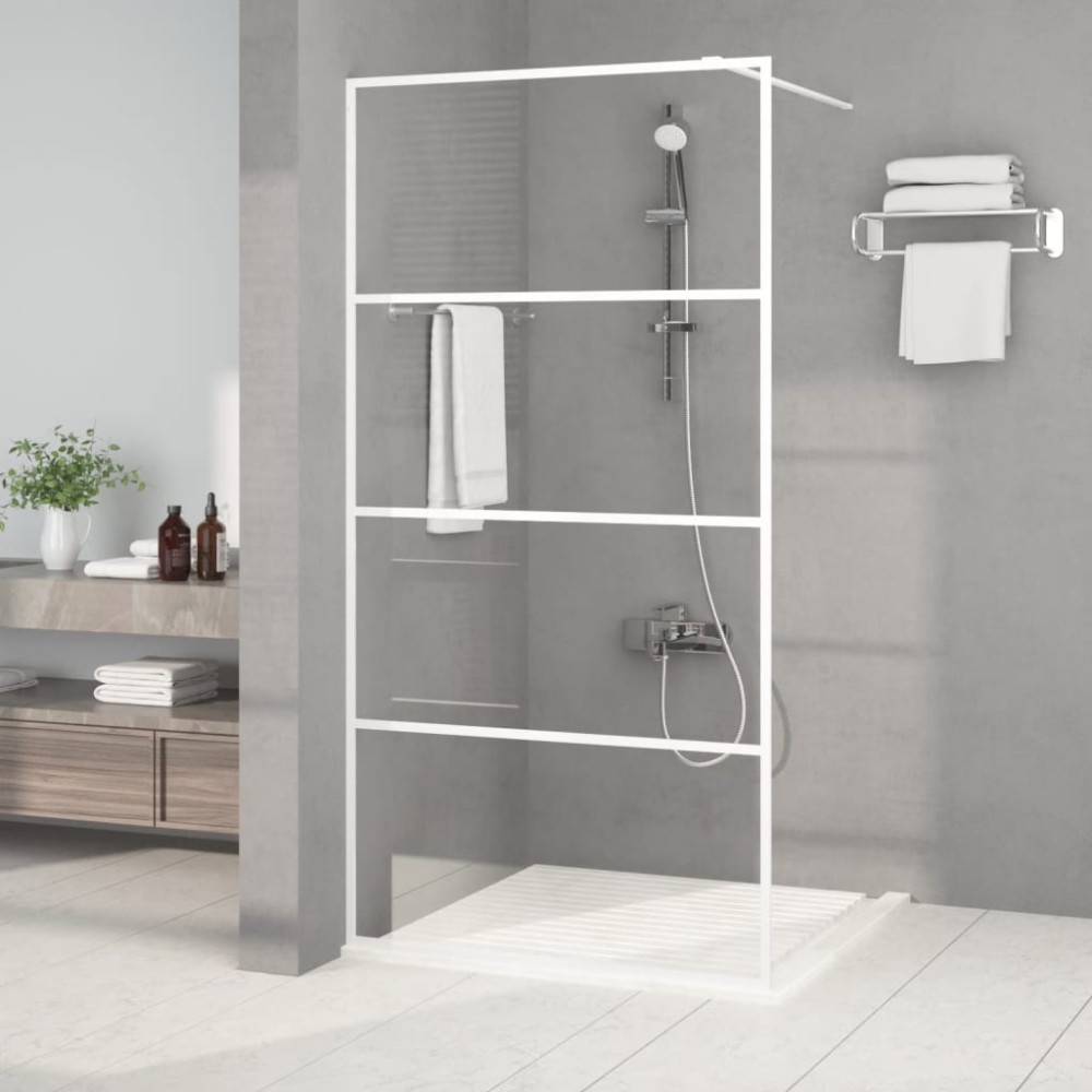 Produktbild för Duschvägg vit 100x195 cm klart ESG-glas